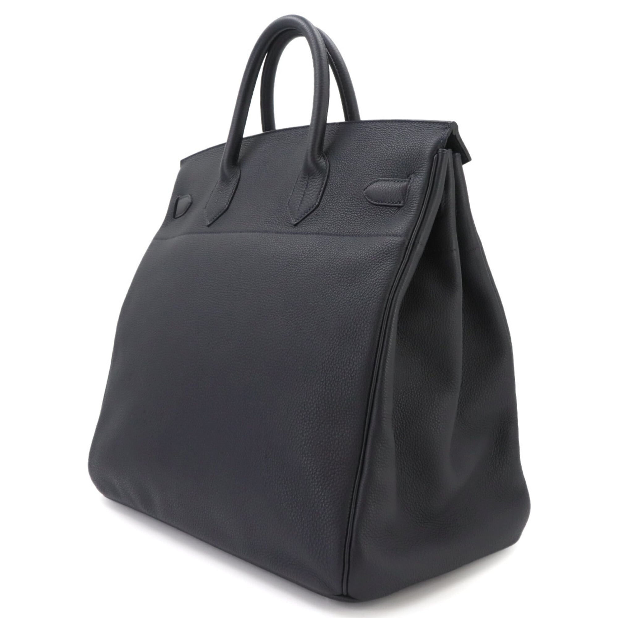 Haut a Courroies 40 Hermes Handbag Togo Black B Stamp Silver Hardware — Like New