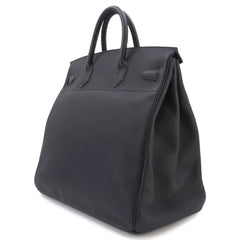 Haut a Courroies 40 Hermes Handbag Togo Black B Stamp Silver Hardware — Like New