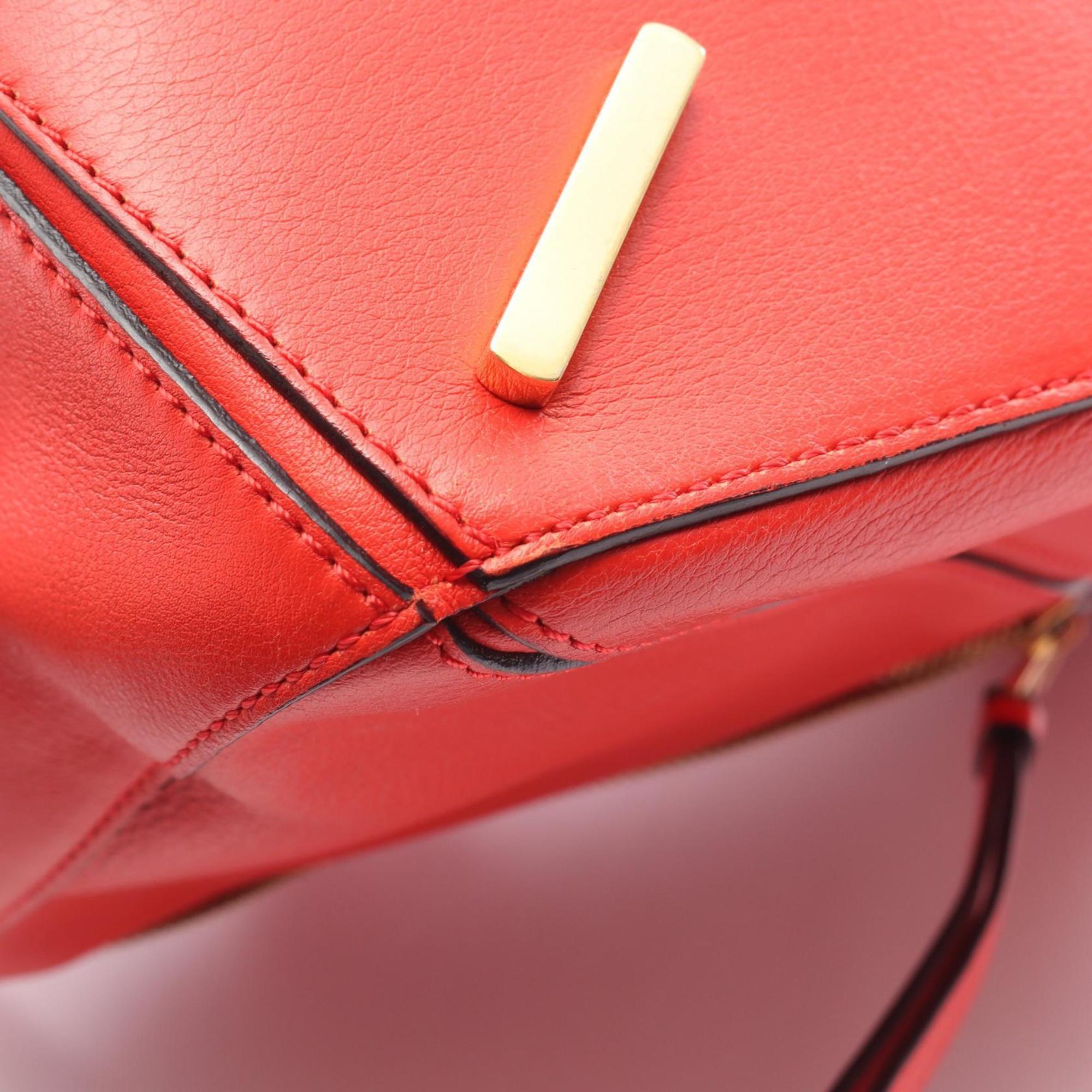 LOEWE Puzzle Bag Medium Handbag Leather Women's Red