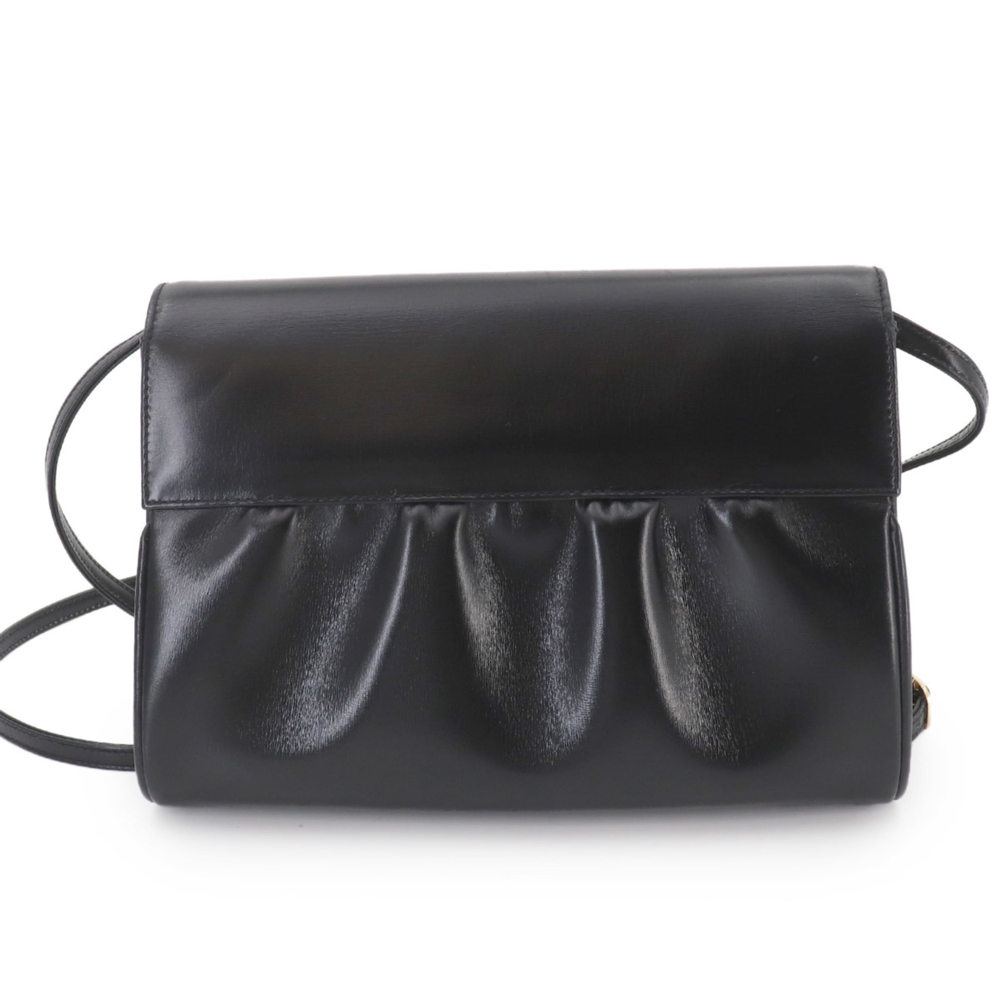 Gucci Double G Shoulder Handbag, Leather, Black, Gold Hardware — Like New