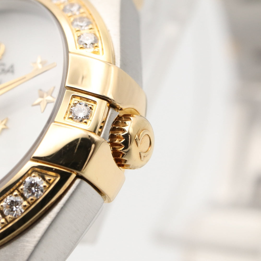Omega Constellation Brushed Watch, 18K (Yellow Gold) Stainless Steel, Ladies', White/White Mother-of-Pearl, 123.25.24.60.05.001 — Very Good