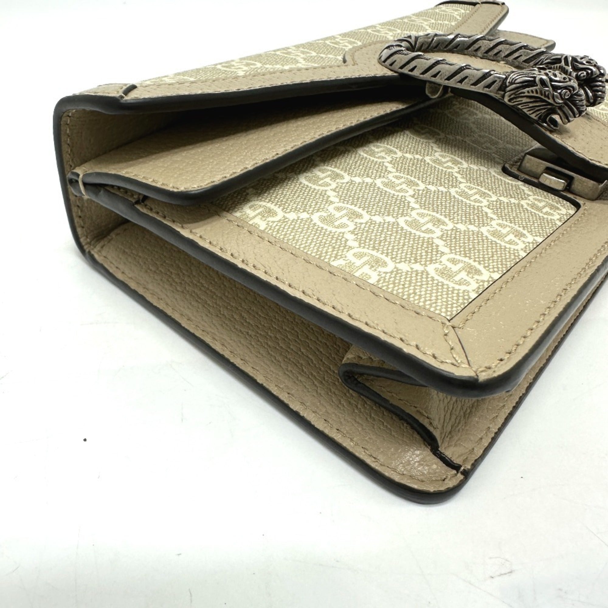 GUCCI 499623 GG Dionysus Chain Shoulder Bag Supreme Canvas Women's Beige — Like New