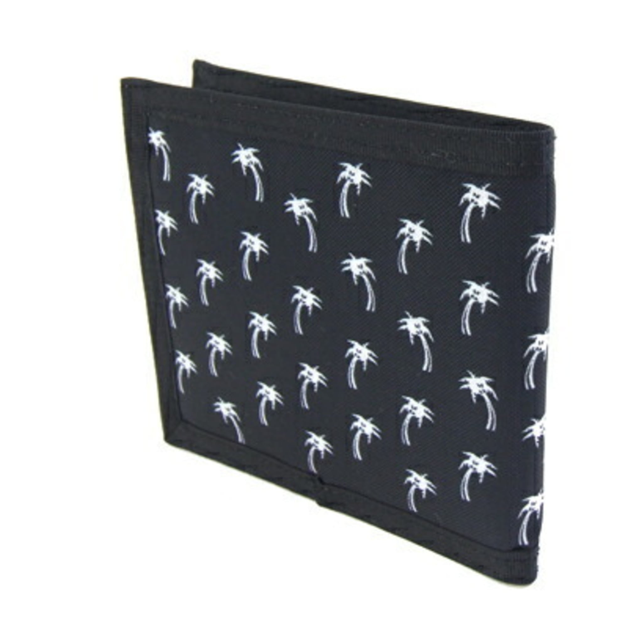Saint Laurent Bi-fold Wallet 582400 Black Nylon Compact Palm Tree Design Men's SAINT LAURENT