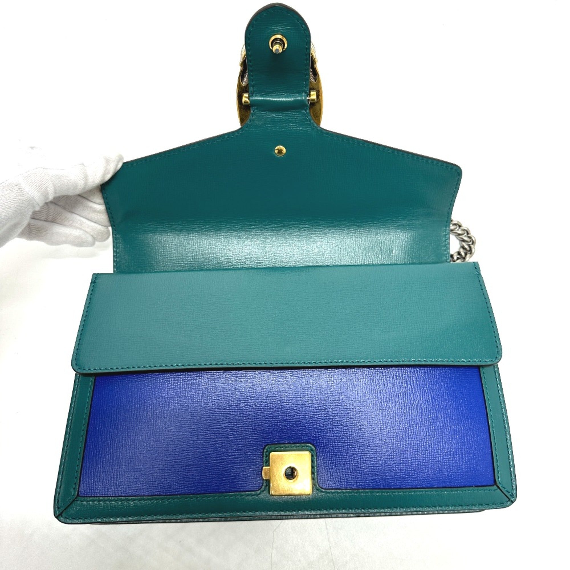 Gucci 400249 Bicolor Chain shoulder Shoulder Bag blue Green — Like New