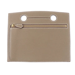 HERMES Etoupe Togo Leather Bag with Gold Hardware, Zippered, Pocket, U Stamp, Comes Box and Dust Bag, Made in France, Women's — New - Store Return