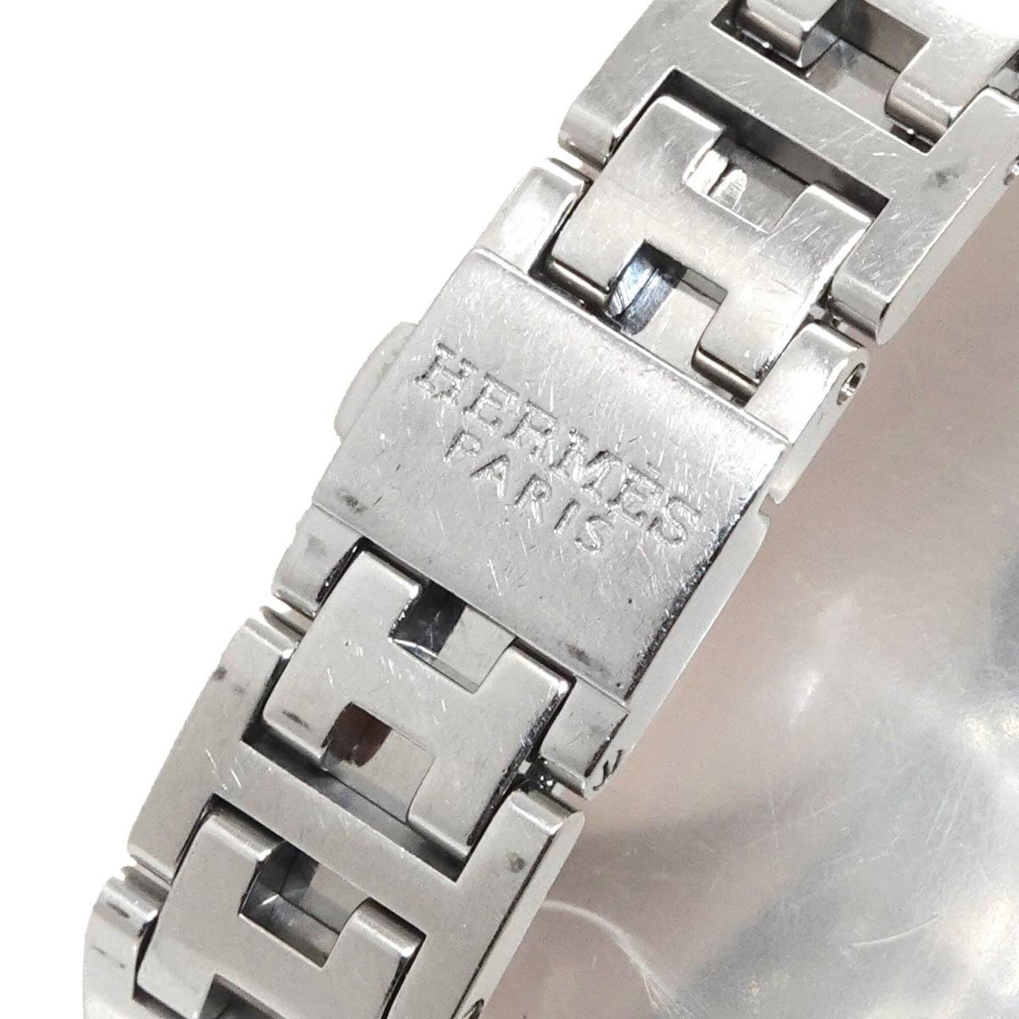 Hermes Clipper Nacre CL4 230 Women's Watch, 12-Diamond Bezel, White Shell, Quartz Watch — Very Good