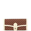 Celine Macadam Long Wallet Brown Ivory Canvas Leather Women's CELINE