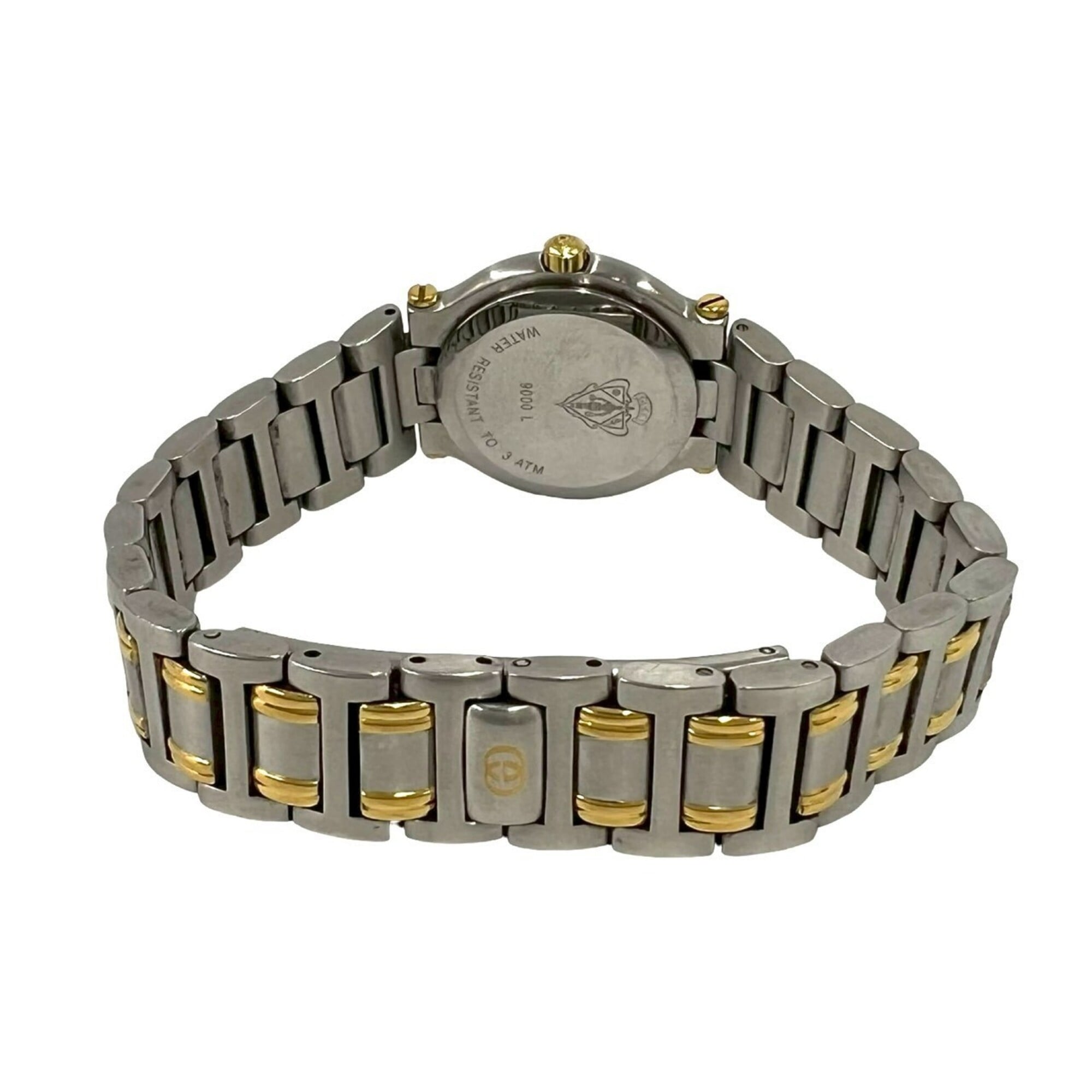 GUCCI 9000L Logo Engraved Stainless Steel Quartz Wristwatch, Silver/Gold, 37789 — Good