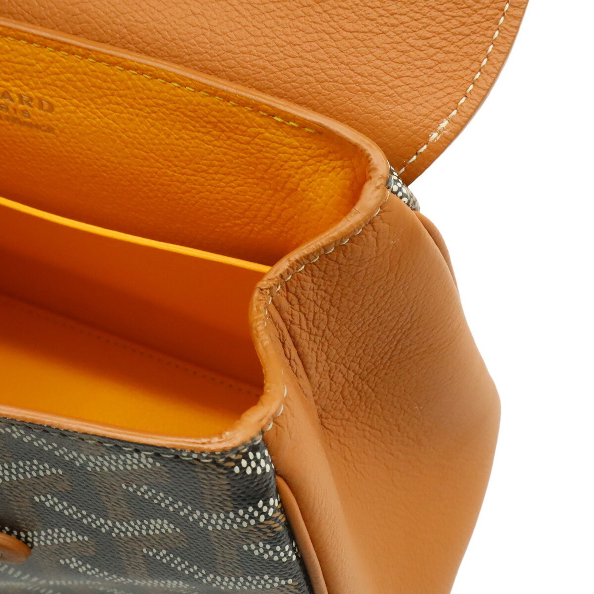 GOYARD Saigon Mini Handbag, Wood Handle Shoulder Bag, Herringbone Pattern, Brown/Black, SAIGONMINTY01CL03P — Like New
