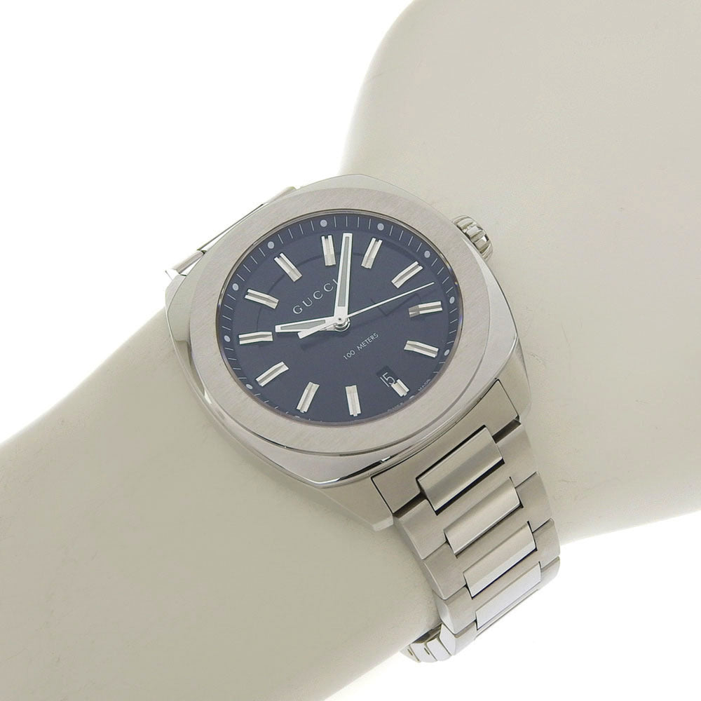 Gucci Date 100m YA142201 142 2 Black Dial Stainless Steel Quartz Watch with Battery, 43mm Men's — Very Good