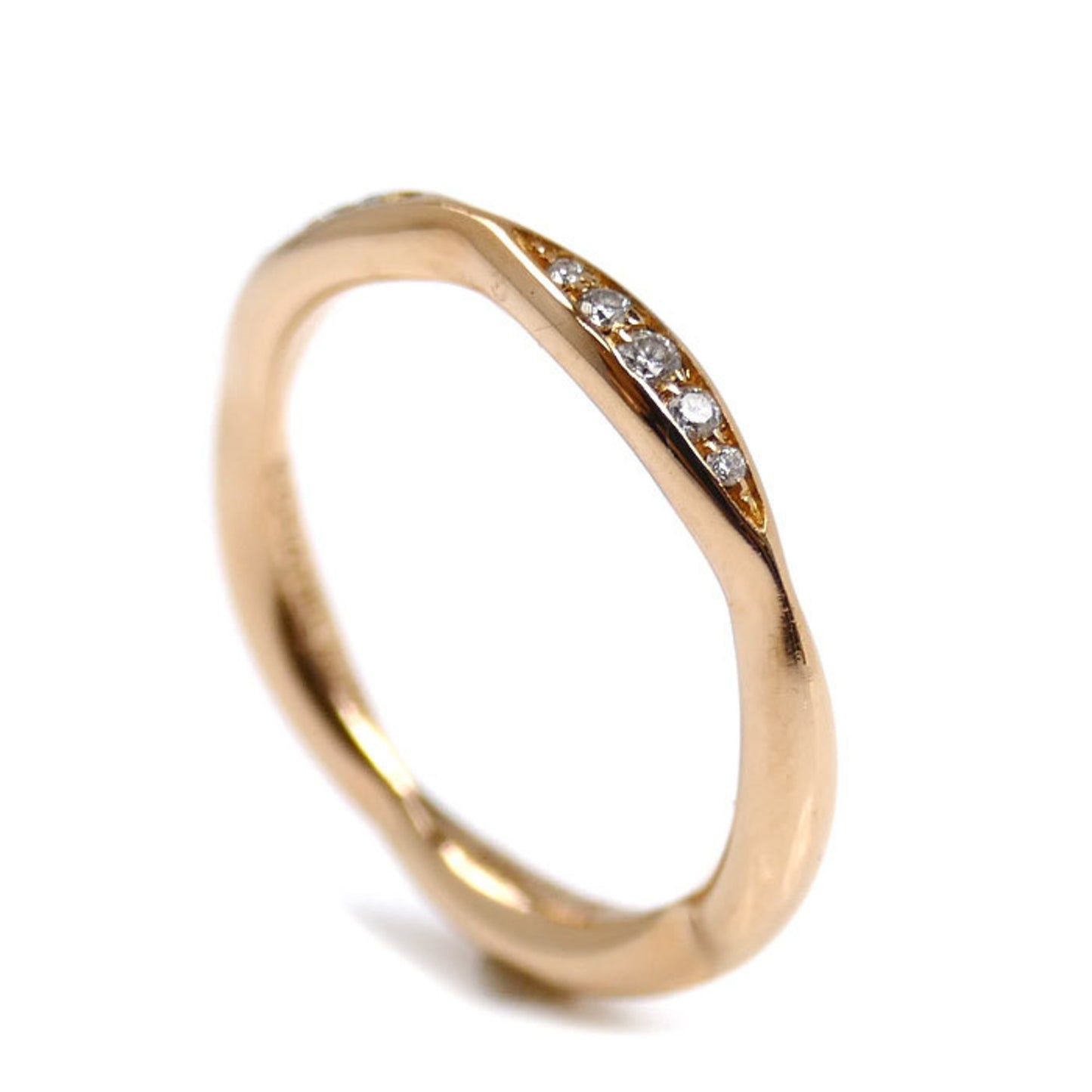 CHANEL 18KPG Pink Gold Camellia Ring J10836 with Diamonds, Size 8, 48mm, 2.4g, Women's