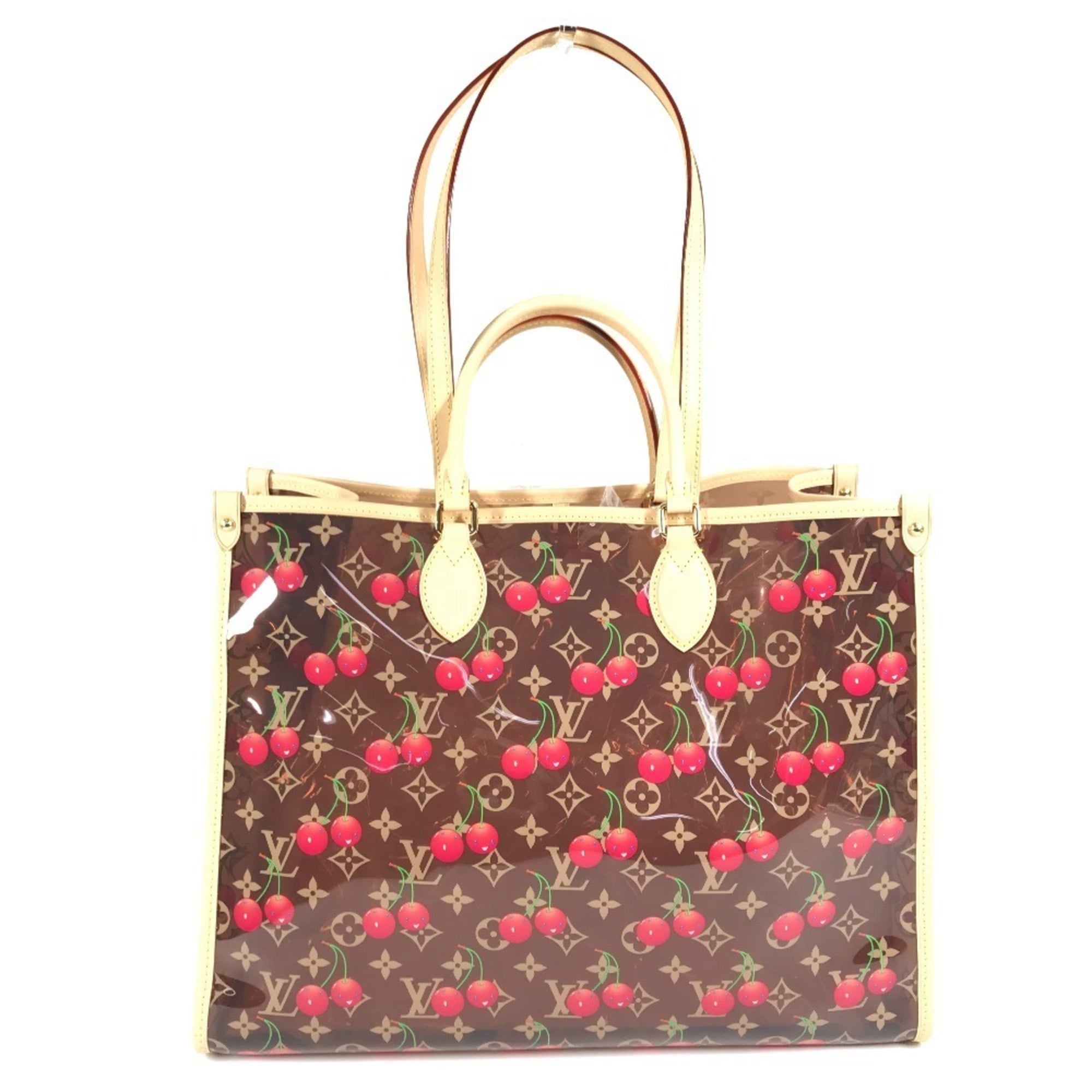 LOUIS VUITTON M14306 LV x TM Monogram On the Go GM by Takashi Murakami, Women's Brown Leather Shoulder Bag, Like New — Like New