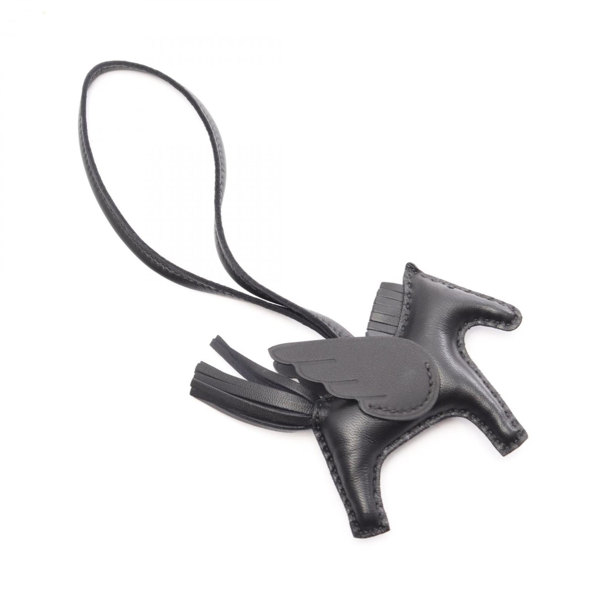Hermes Rodeo Pegasus PM So Black Charm Accessory Agneau Milo Veau Swift Leather Women's — New - Store Return