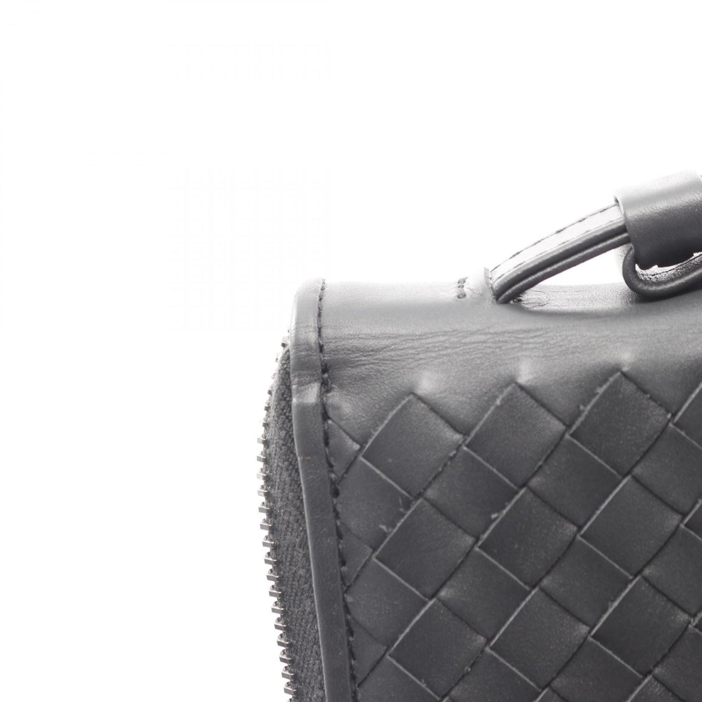 Bottega Veneta Intrecciato Leather Round Long Wallet for Men, Gray