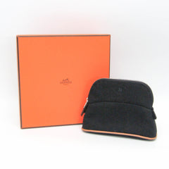 Hermes Bolide Mini Mini Women's Cotton,Leather Pouch Black,Brown — Like New