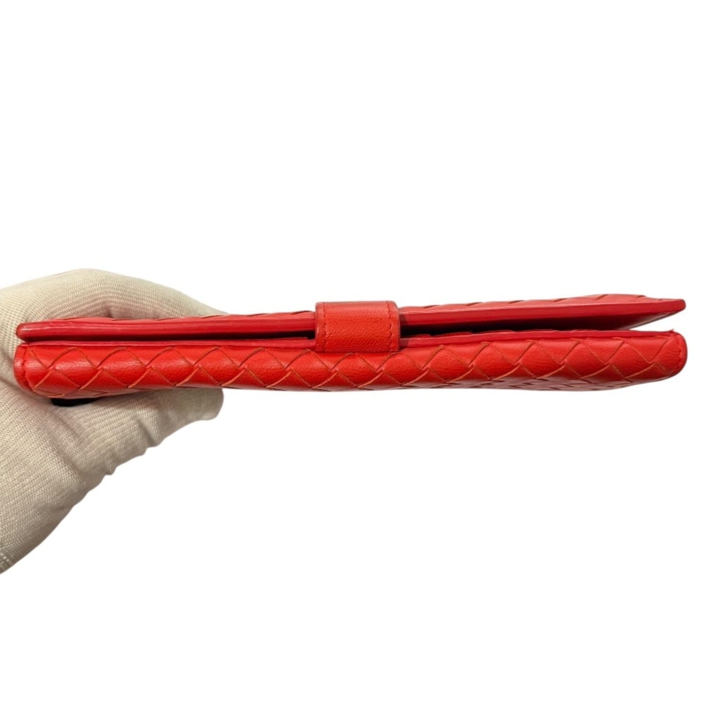 BOTTEGA VENETA Intrecciato Leather Bifold Long Wallet in Red for Men and Women