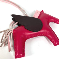 HERMES Horse Keychain Cheval Rodeo Pegasus MM Accessory Bag Charm Agneau Milo Men's Women's Pink — Like New