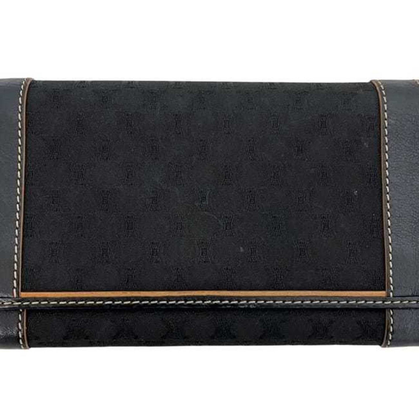Celine bifold long wallet ec-24339 black macadam canvas leather ST 00/66 CELINE men's women's nylon stitching