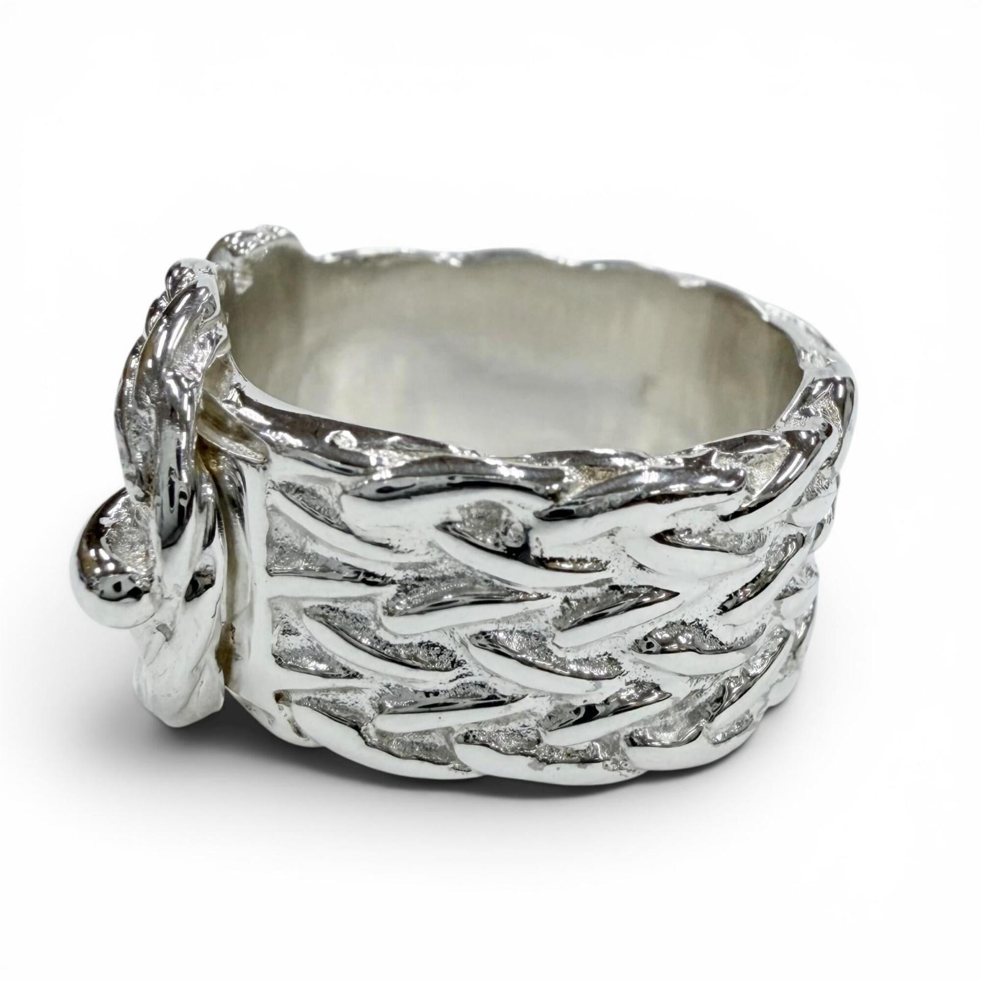 HERMES Vintage Diane Ring, 925 Sterling Silver, Weight 10.8g, Women's — Like New