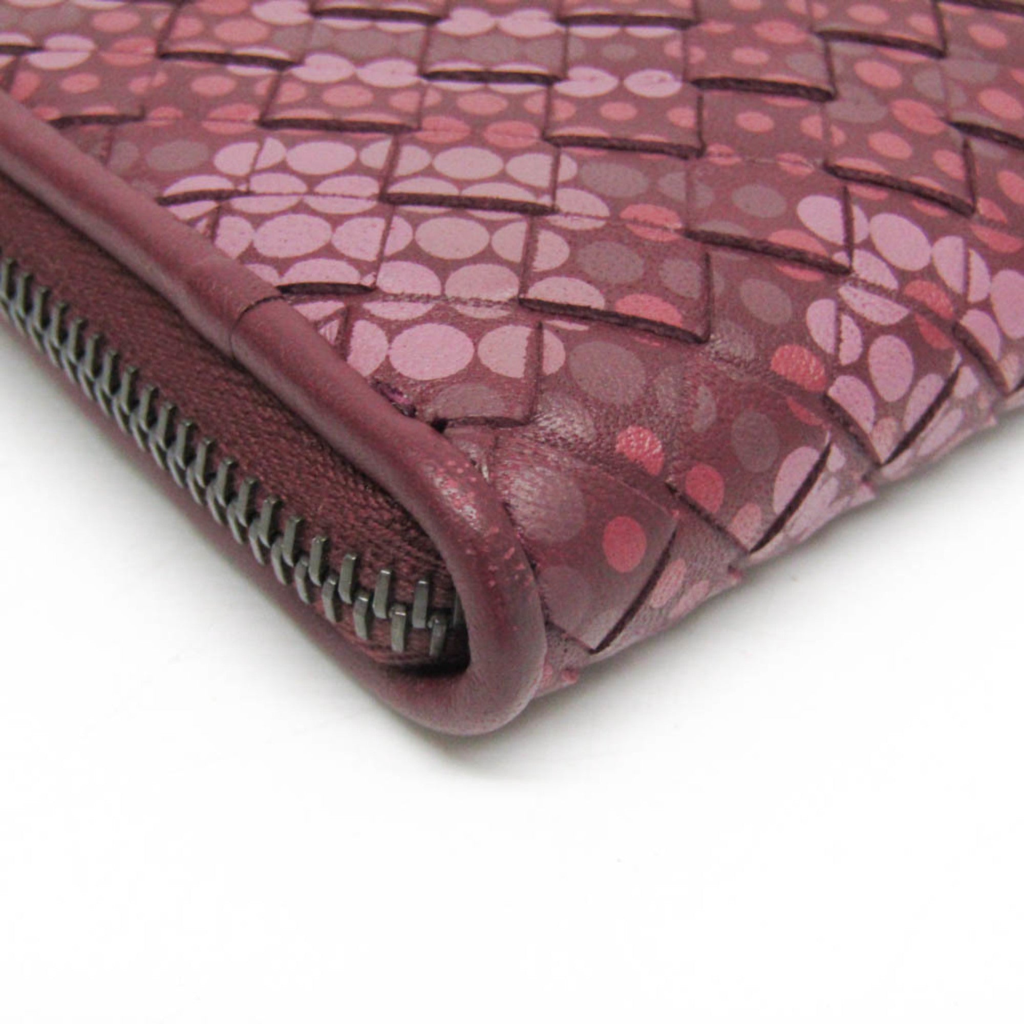 Bottega Veneta Intrecciato 493190 Men,Women Leather Clutch Bag Wine — Like New