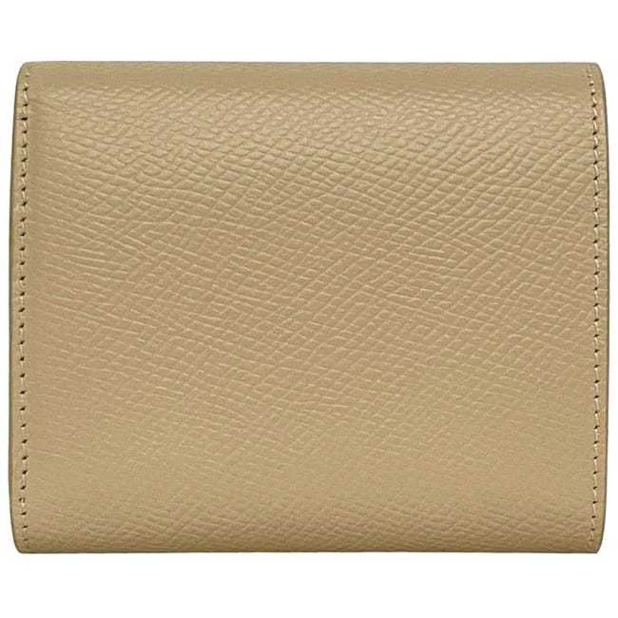 Celine Small Trifold f-24327 Beige 10B573BEL Leather W-IE-4169 CELINE Compact Grained Men's and Women's
