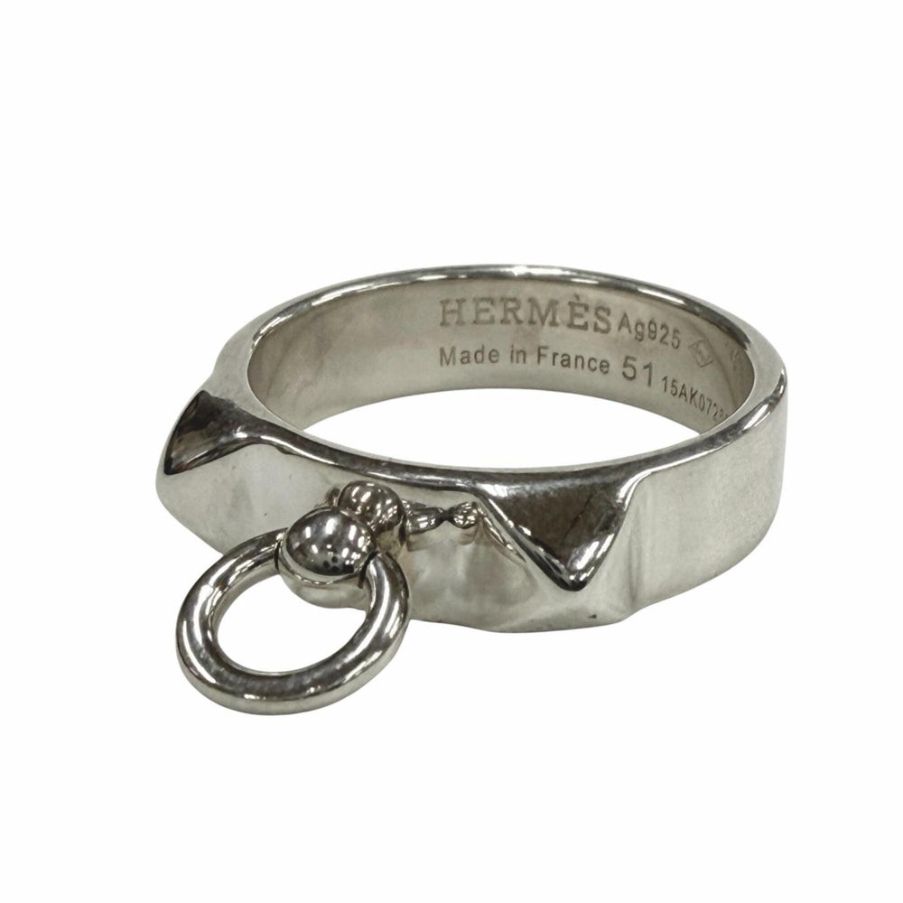 HERMES 15AK072635 Collier de Chien PM AG925 Ring, Silver, Size 51, with Box, Made in France, Weight 4.3g, Men's/Women's Pants — Like New