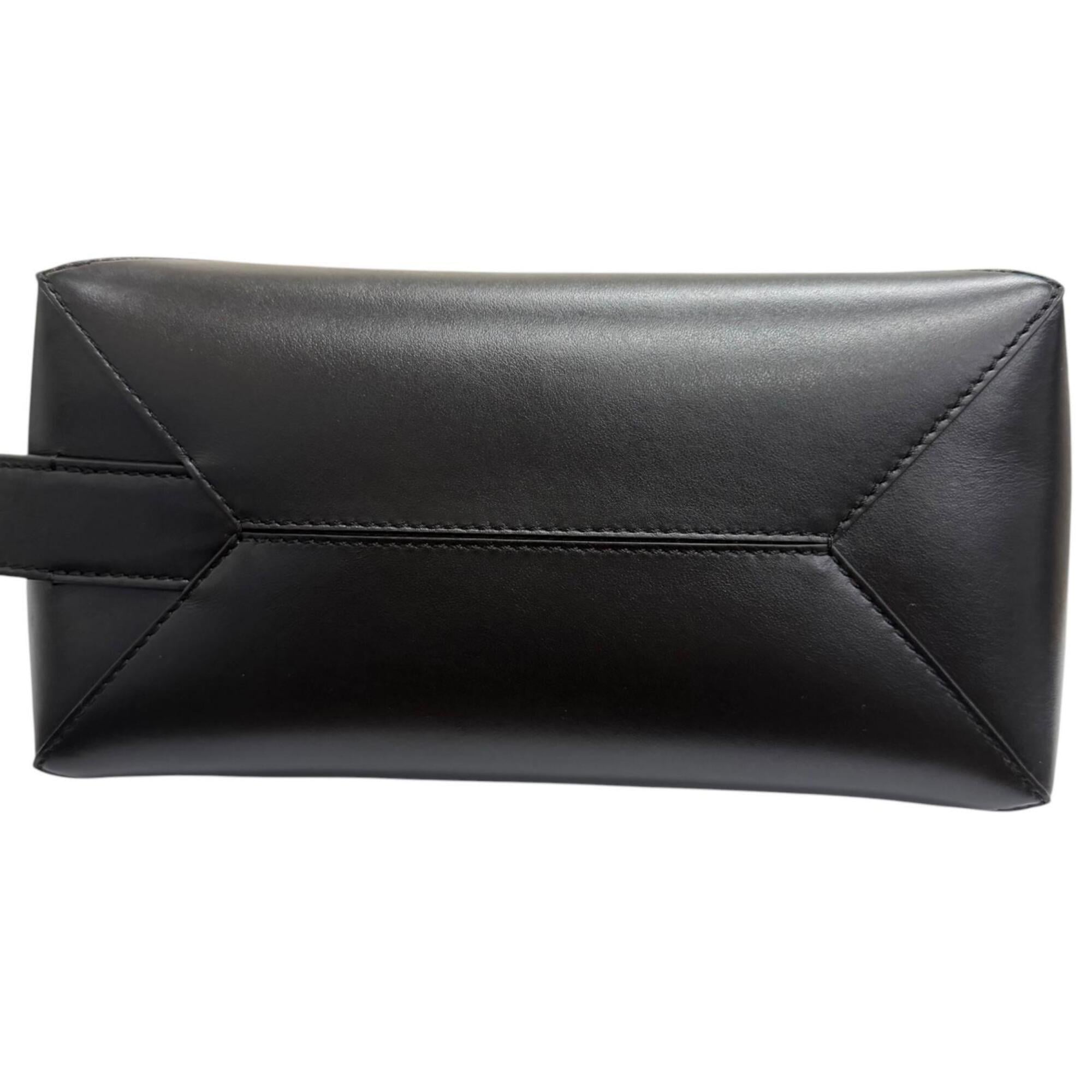 LOEWE C510WBPX01 PUZZLE FOLD Shiny Napa Calf Wash Bag Clutch Black Men's — Like New