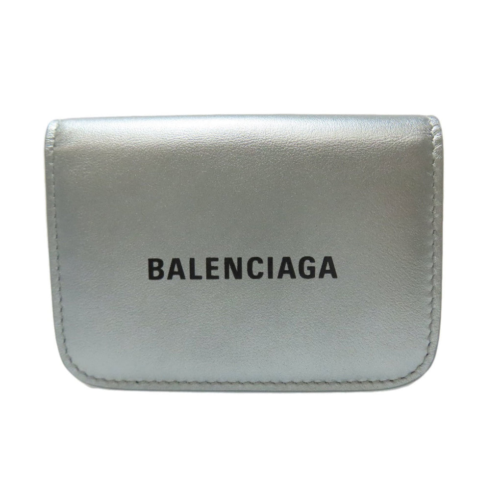 Balenciaga logo tri-fold wallet, mini bi-fold leather, women's