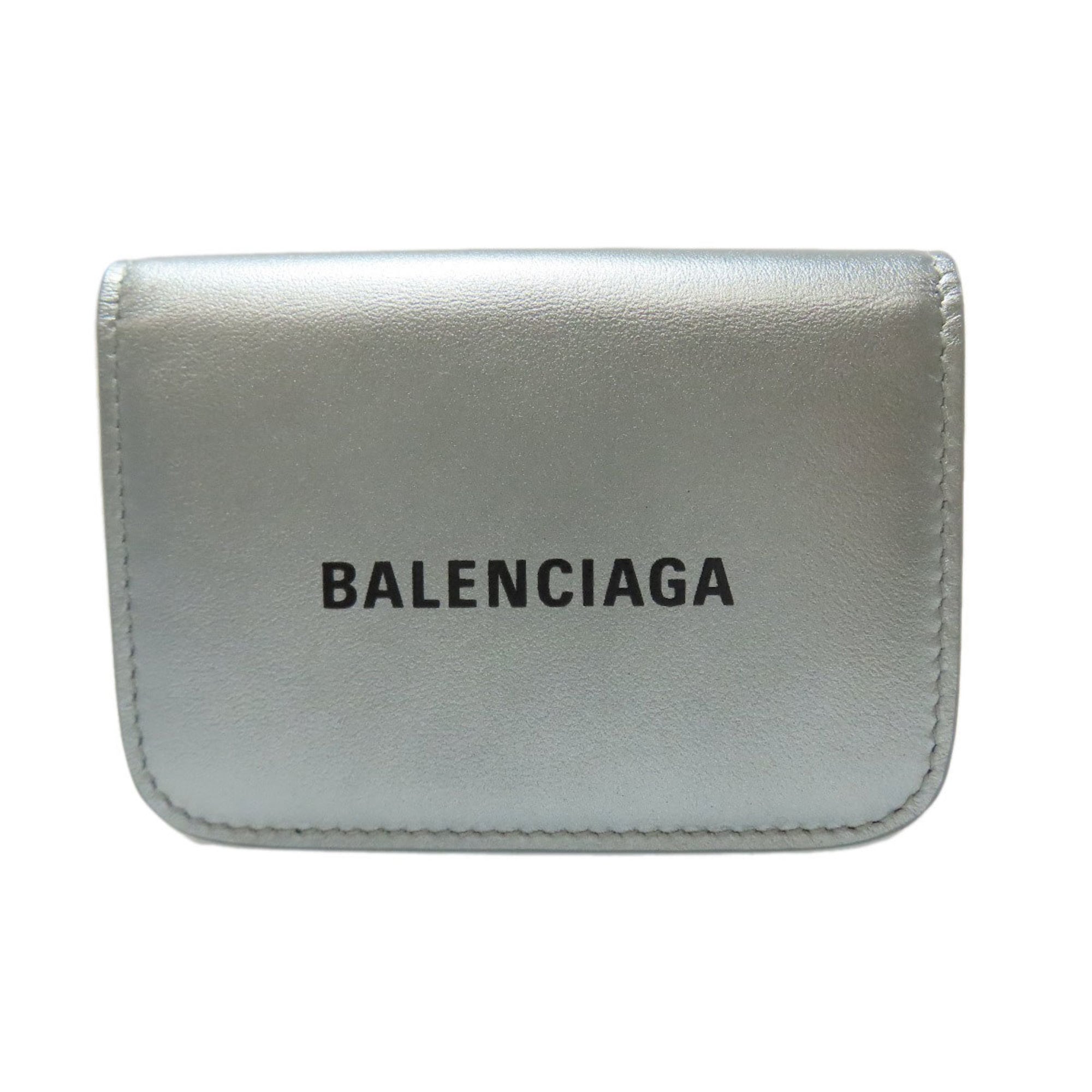 Balenciaga logo tri-fold wallet, mini bi-fold leather, women's