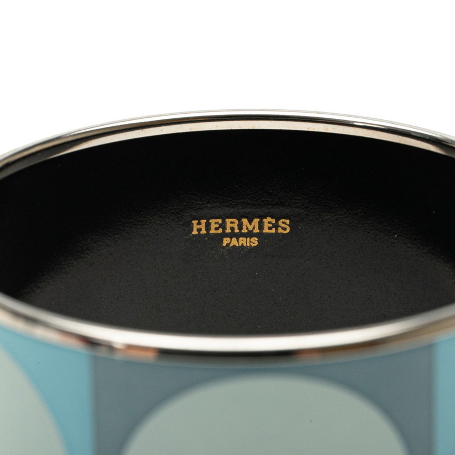 Hermes TGM Enamel Cloisonne Bangle in Silver and Multicolor Metal for Women