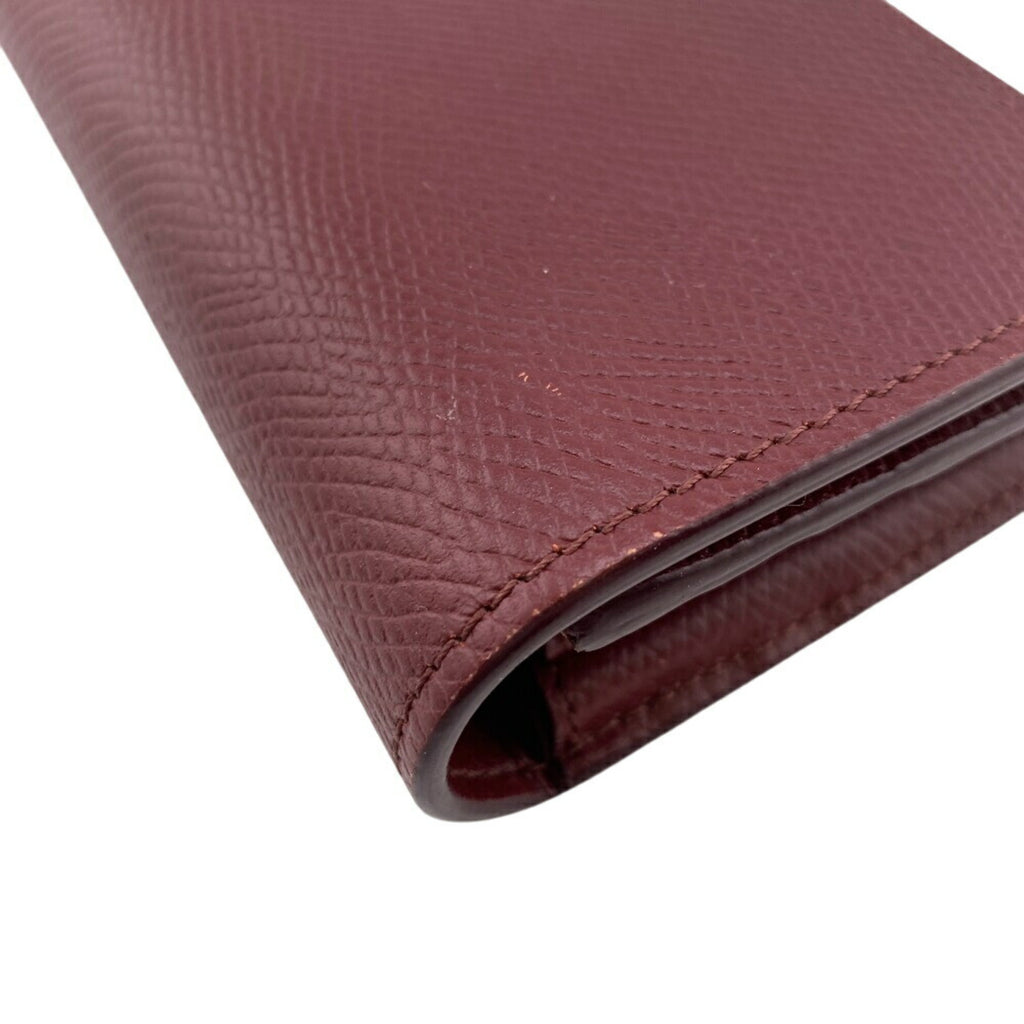 CELINE 10B563 BEL LARGE FLAP WALLET Long wallet Wine red Women's