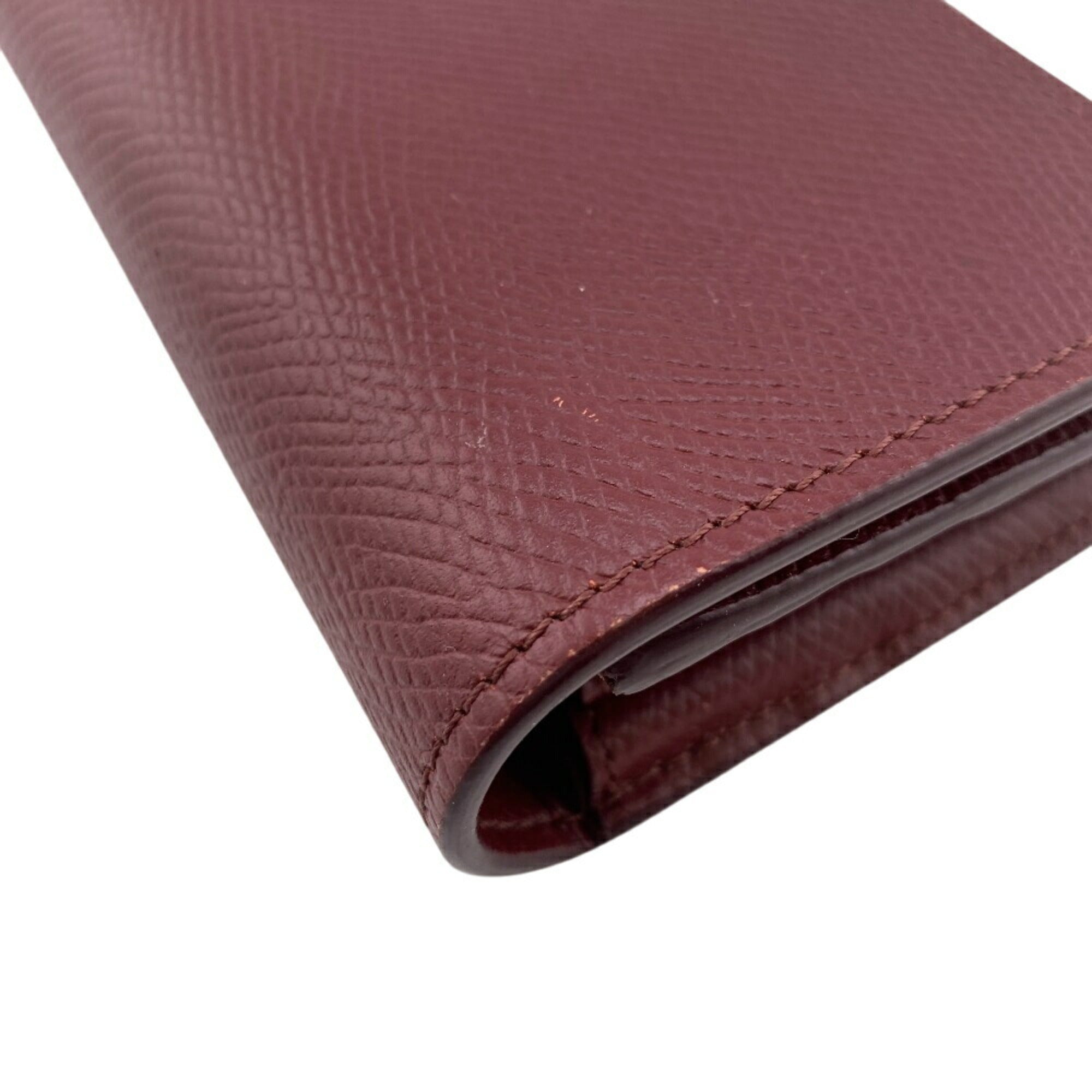 CELINE 10B563 BEL LARGE FLAP WALLET Long wallet Wine red Women's