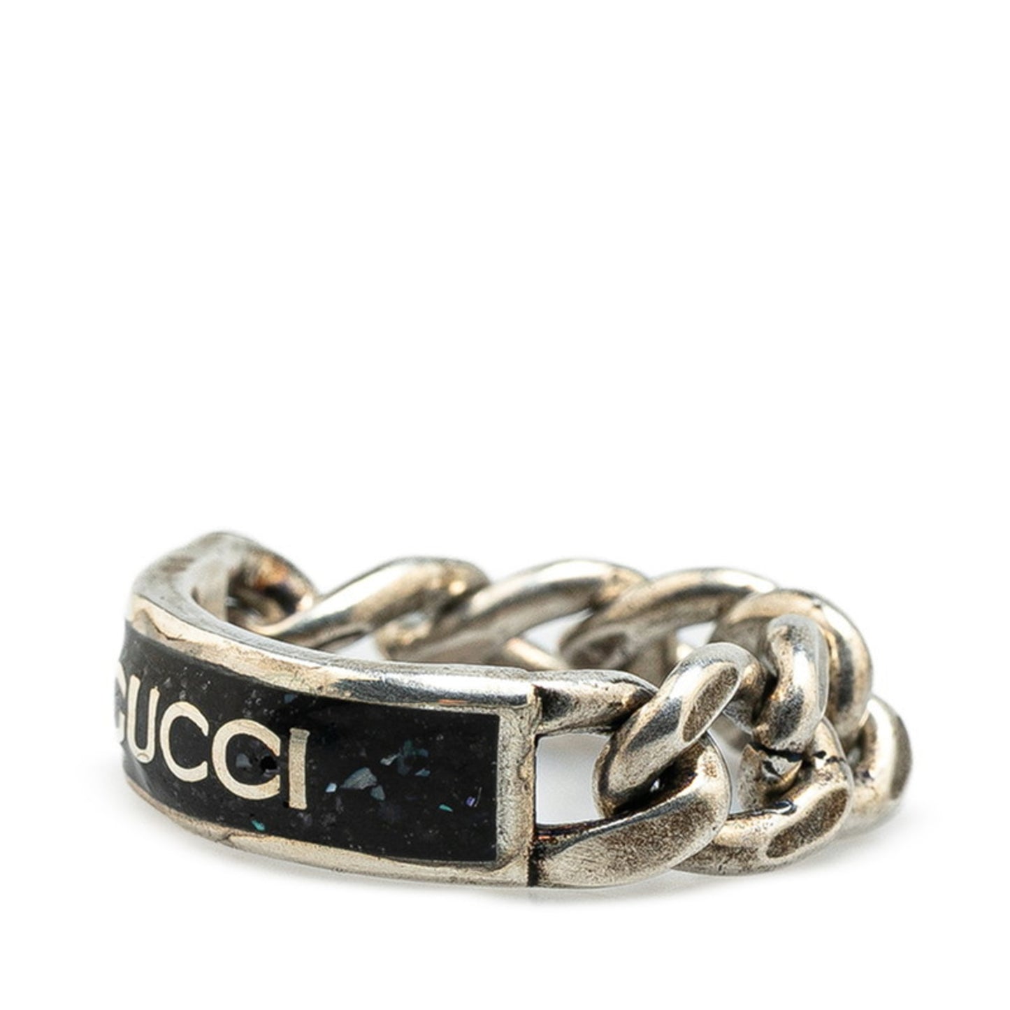 Gucci logo ring, chain size 20, 678711, silver and black, SV925, women's, GUCCI