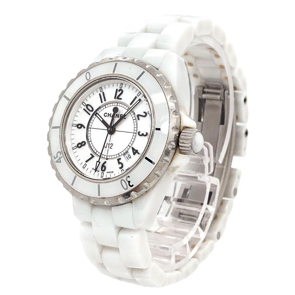 Chanel J12 33mm H0968 Women's Watch, Date Display, White Ceramic Quartz Watch — Very Good