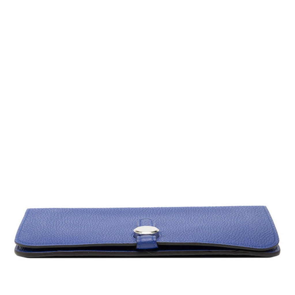 Hermès Dogon GM Long Wallet, Blue, Silver Hardware, Togo, Women's, HERMES