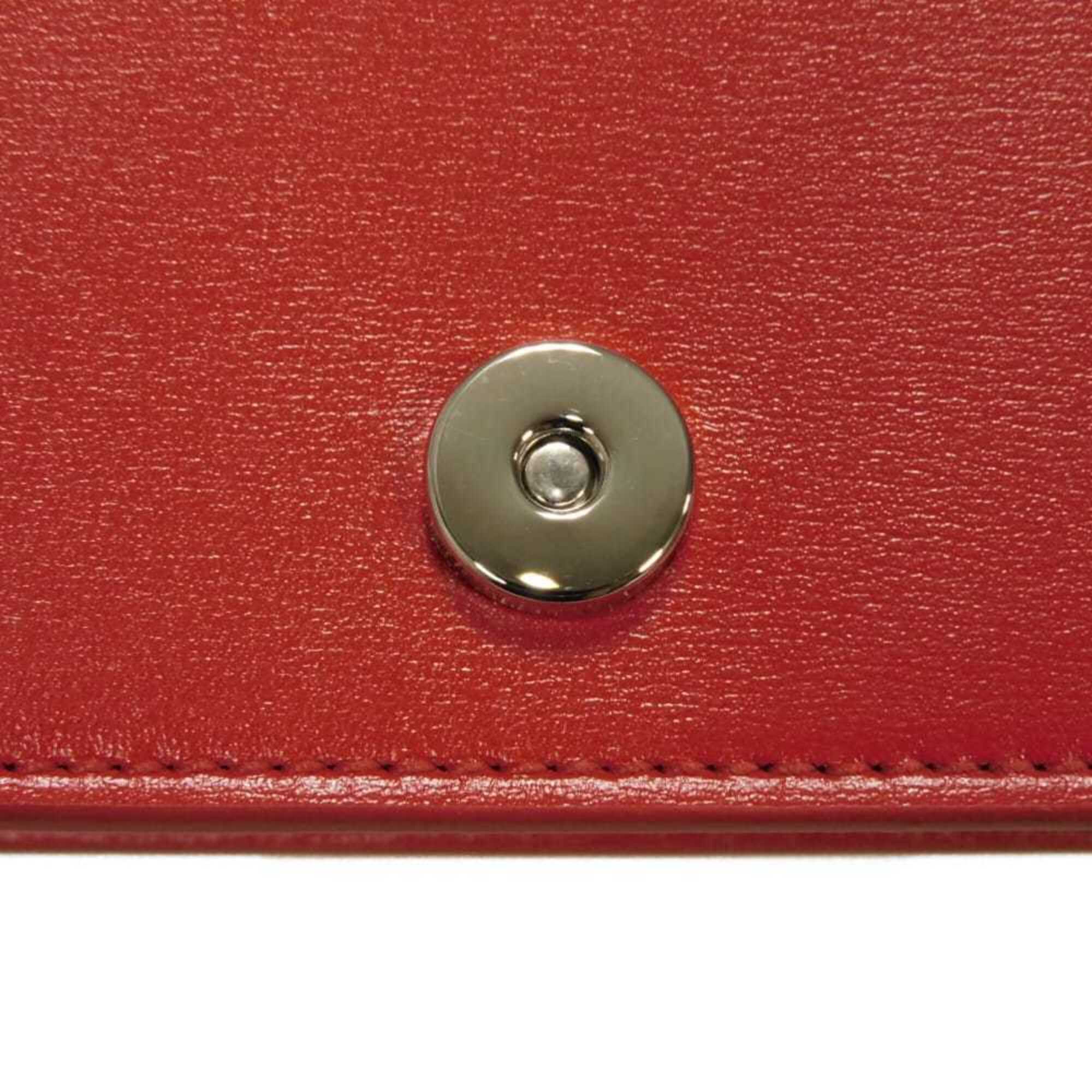 Salvatore Ferragamo Shoulder Bag Double Gancini Mini Chain Calfskin 2-Way New Logo Red 218357 Women's — Like New