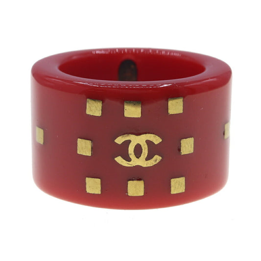 Chanel Ring, Red Plastic, 01A, 2001 Model, US Size 6.5/12, Coco Mark, Women's, CHANEL