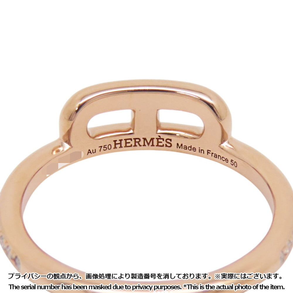 Hermes Link d'Hermès Ring, 52 Diamonds (0.22ct total), 18K Pink Gold, Ring Size 50 — Like New