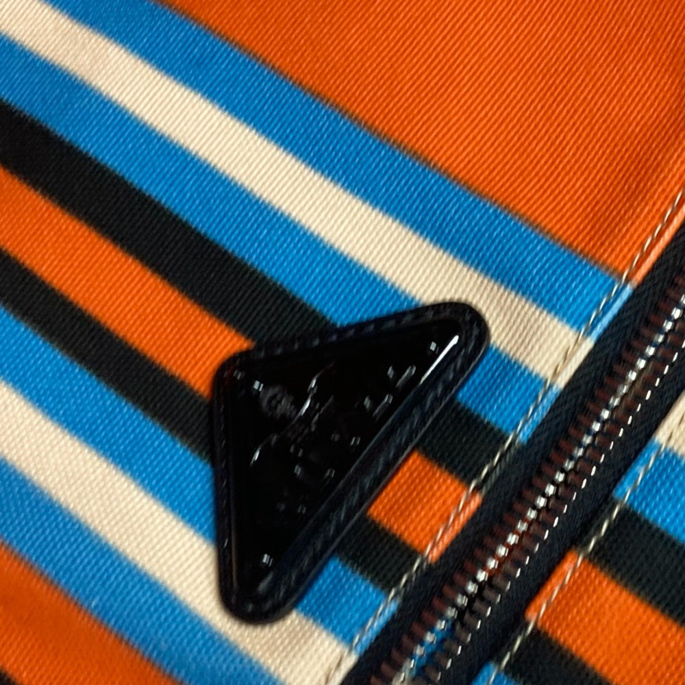 PRADA 2VY007 stripe bag crossbody Shoulder Bag Orange Blue x Black — Like New