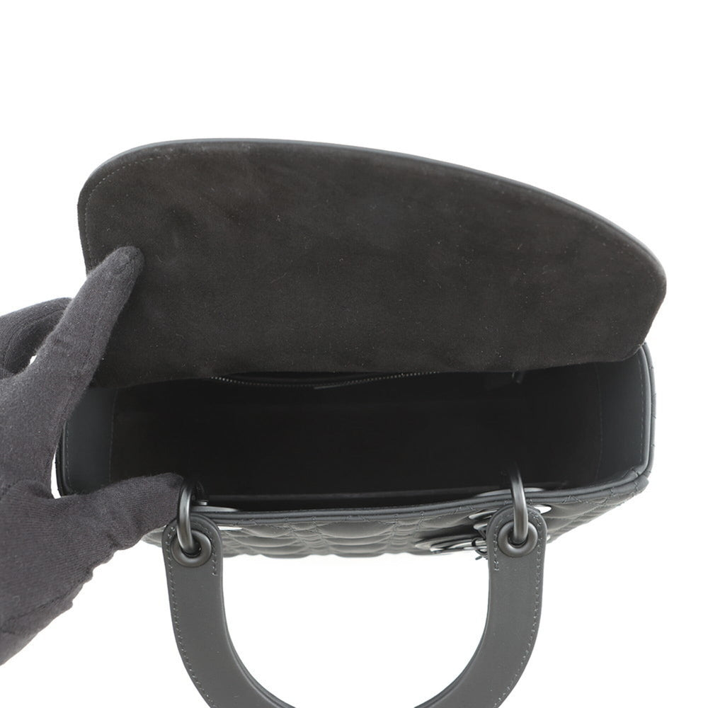 Christian Dior Lady Medium Ultra Matte Calfskin Handbag M0565SLOI_M989 2-way Shoulder Bag Black Women's — Like New