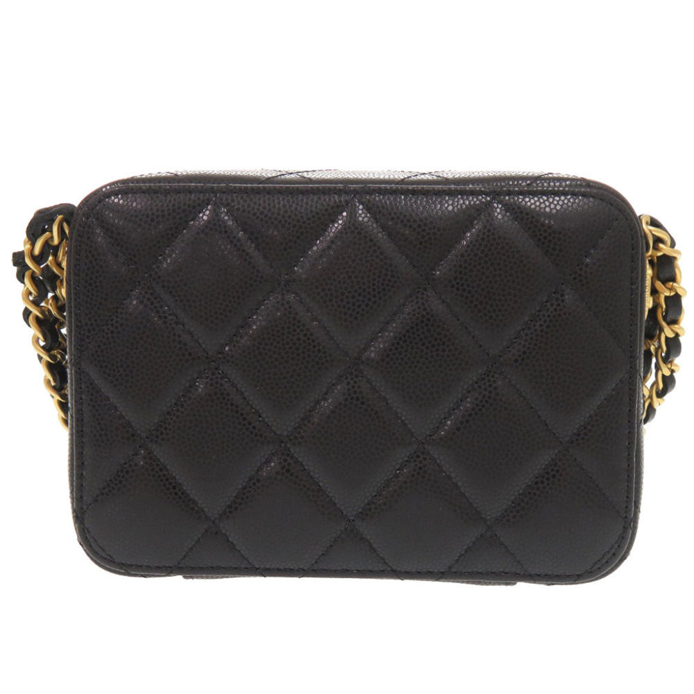 Chanel Coco Mark Matelassé Mini Camera Bag, Caviar Leather, Black, Gold Hardware, Chain Shoulder Black 1251CHANEL — Like New