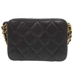 Chanel Coco Mark Matelassé Mini Camera Bag, Caviar Leather, Black, Gold Hardware, Chain Shoulder Black 1251CHANEL — Like New