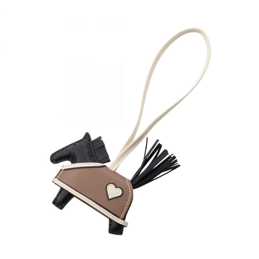 Hermes Rodeo PM Robeo Coeur Charm Accessory Leather Agneau Milo Veau Swift Women's Black, Gray, White, Craie — New - Store Return