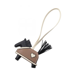 Hermes Rodeo PM Robeo Coeur Charm Accessory Leather Agneau Milo Veau Swift Women's Black, Gray, White, Craie — New - Store Return