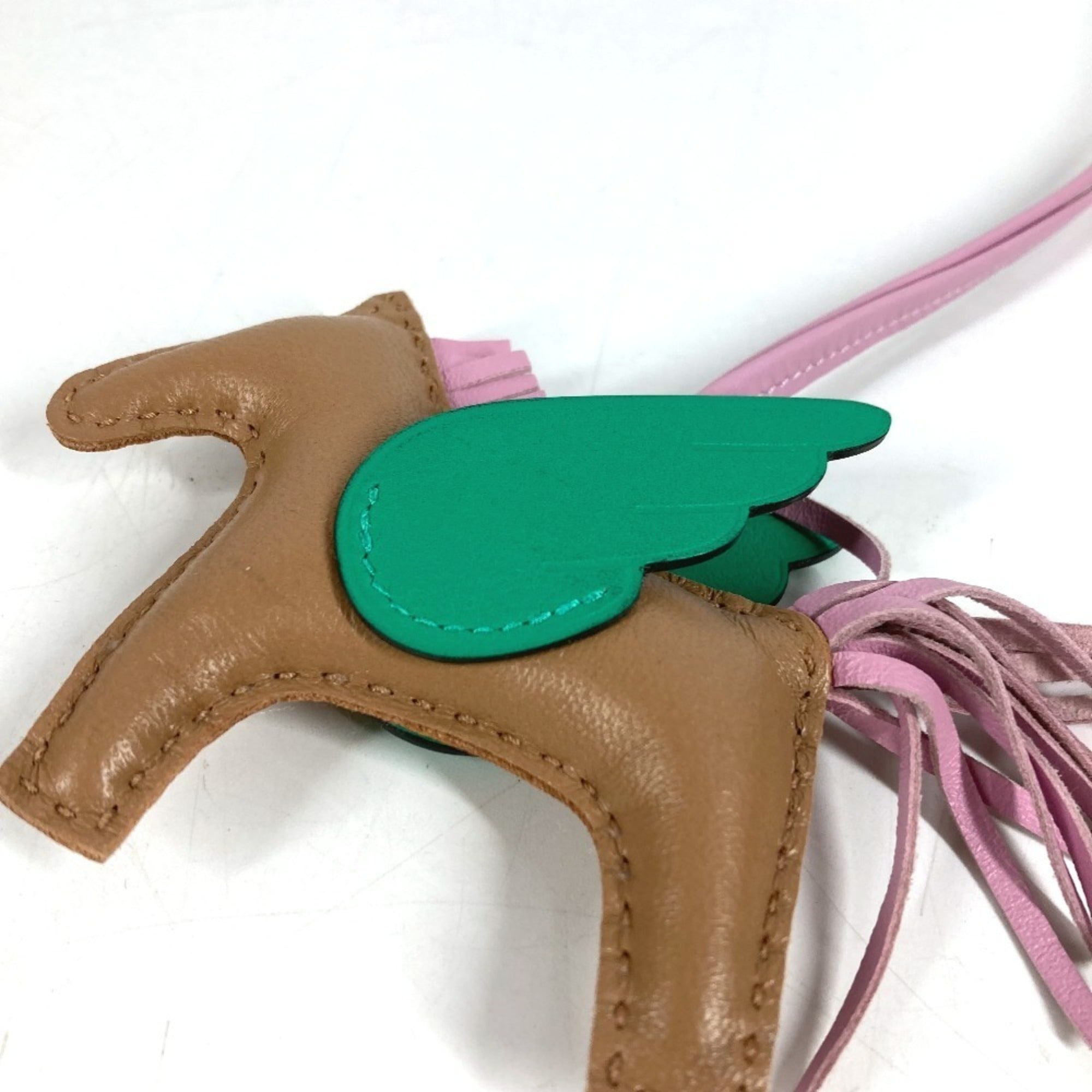 HERMES Hermes Horse Keychain Cheval Rodeo Pegasus PM Accessory Bag Charm Agneau Milo Men's Women's Pink Like New — Like New