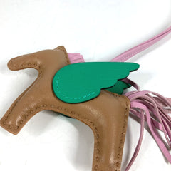 HERMES Hermes Horse Keychain Cheval Rodeo Pegasus PM Accessory Bag Charm Agneau Milo Men's Women's Pink Like New — Like New