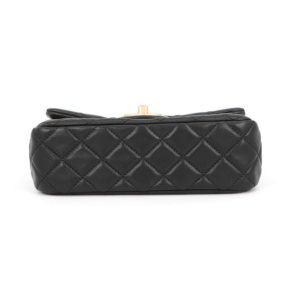 Chanel Chain Shoulder Bag, Coco Mark, Mini Matelassé, Lambskin, AS2380, CHANEL, Black, Handbag, Women's, CHANEL — Like New