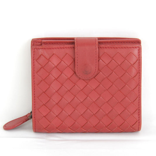 BOTTEGA VENETA Intrecciato Bifold Wallet Leather Red Women's