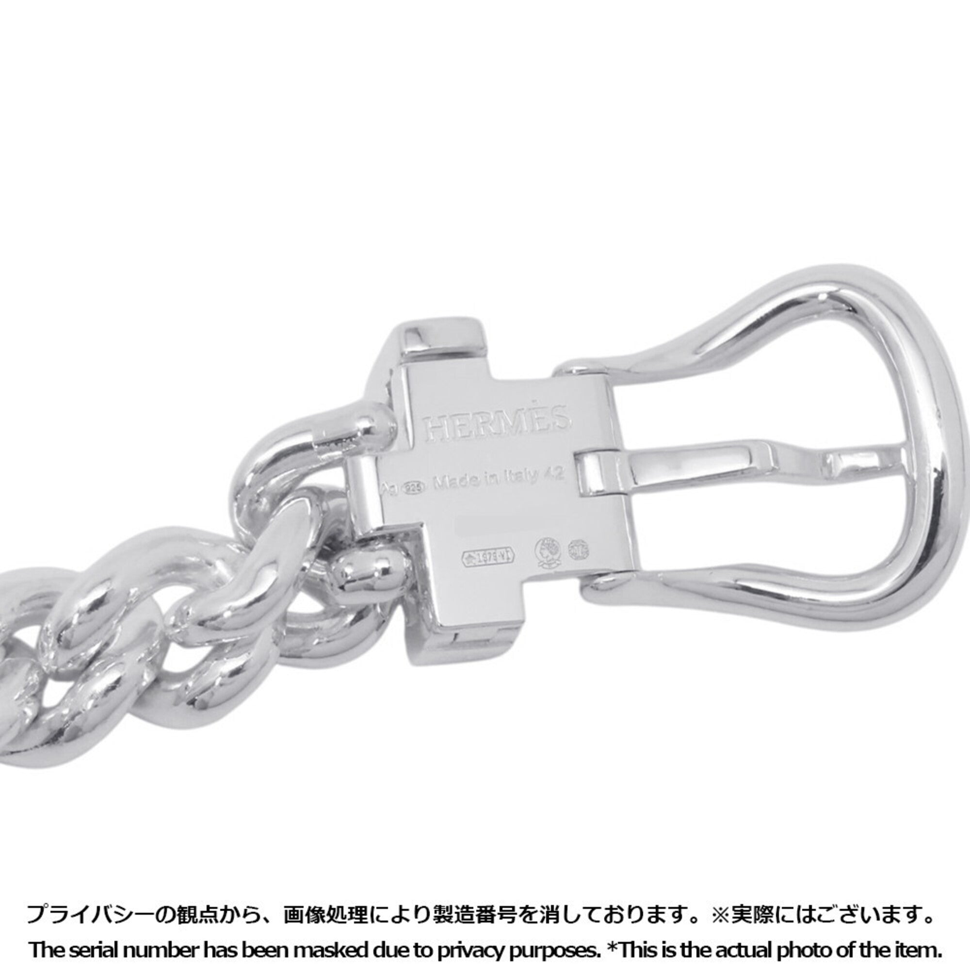 Hermes Boucles Sellier Inflexible Necklace, SV925 Silver, Size PM 42 — Like New