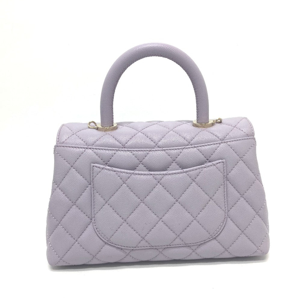 CHANEL A92990 Matelasse Coco Handle Bag Shoulder Handbag Caviar Skin Women's Lavender Purple — New - Store Return